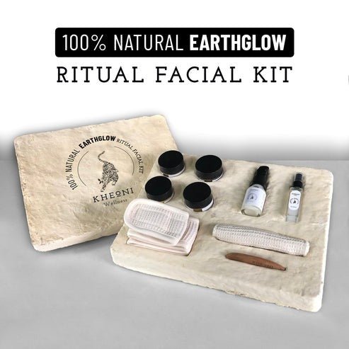 100% Natural Earthglow Ritual Facial Kit, Skin Brightening Facial Kit for Glowing Skin & Anti - Aging | Face Cream, Cleanser, Face Pack, Scrub, Mist, AloeVera Gel and Accessories - Suspire