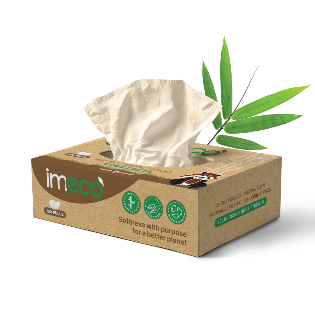 IMECO Bamboo Facial Tissue | Soft & Highly Absorbent | 2-Ply | 100 Pulls
