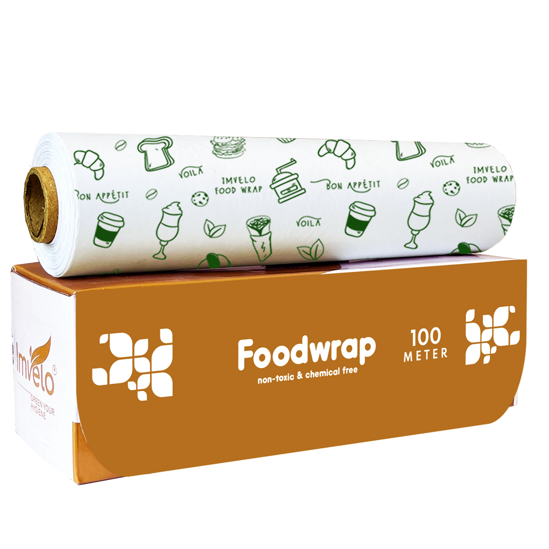Imvelo Food Wrapping Paper Roll - Non-Stick, Oil Proof Butter Paper Roll, Reheatable Foil Paper for Food Wrap, Paper Foil for Chapati, Roti Wrap & More, Wrapping Paper for Food, Parchment Paper