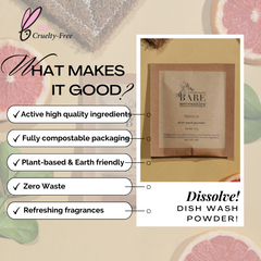 Bare Necessities Dishwash | powder to liquid format | 1 packet makes 250ml | pack of 2