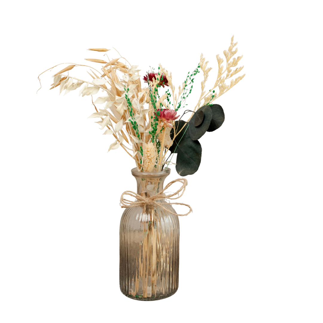 Crystal Bloom Clear Glass Vase with Dried Flowers | Modern Home Décor