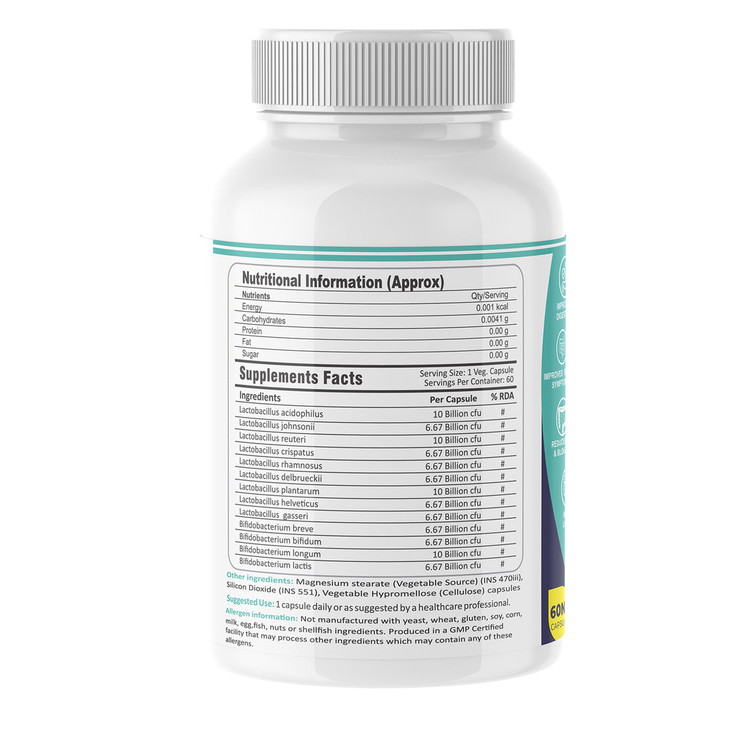 FM Nutrition Opti-Biotic I Multi-Strain Daily Probiotic I  100 Billion CFU of  Multi-Strains I Probiotic-Prebiotic-Postbiotic I  Gluten-free I Vegan I Stomach acid resistant I 60 Delayed-Release Caps