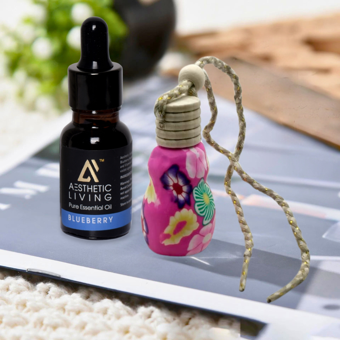 Aesthetic living car aromatizer/diffuser bottle with essential oil(gourd shape-15ml+ essential oil 15ml)