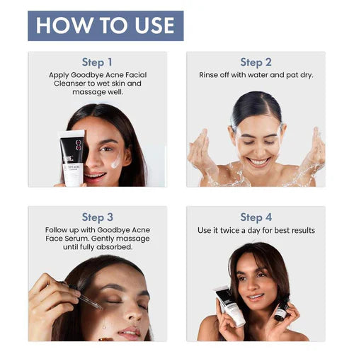 ThriveCo Goodbye Acne Kit | Anti-Acne Serum (30ml) and Face Wash (100ml) | Reduces Pimples, Acne Marks & Sebum Production | For Women & Men