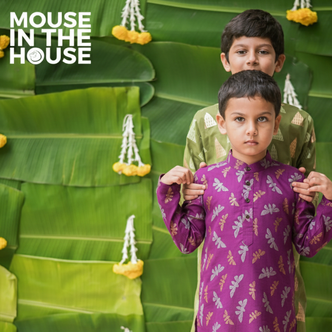 Mouse In The House Shimmering Butterfly - Ethnic Wear Boys