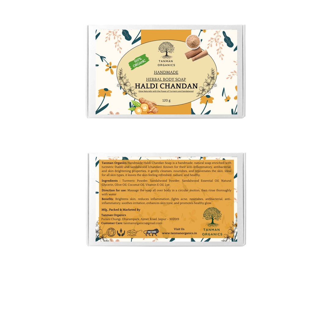Tanman Organics Handmade Haldi Chandan Soap for Bath - 120g