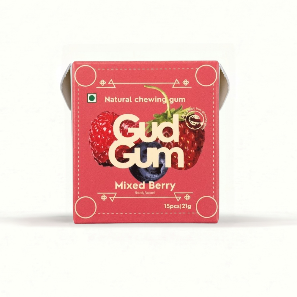 Gud Gum Mixed berry Chewing Gum (Pack of 4)