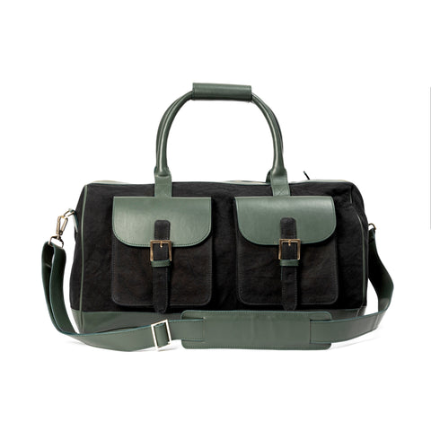 Green Hermitage Ajax Vegan Leather Duffle Bag - Black