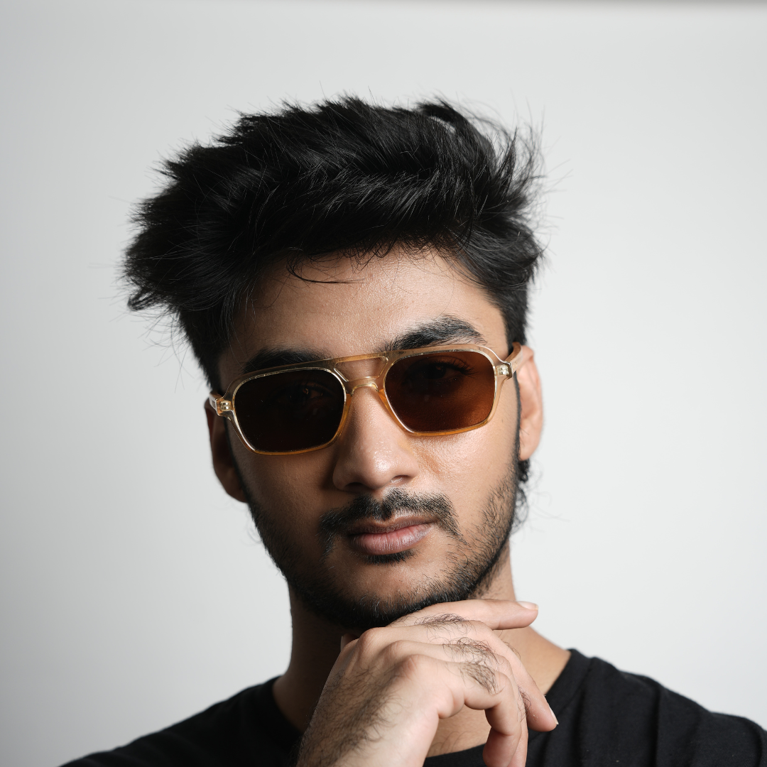 Monkstory Retro Wood Polarized Unisex Sunglasses - Transparent Brown