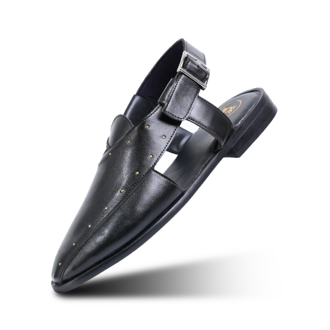 Monkstory Studded Nawabi Sandals - Black