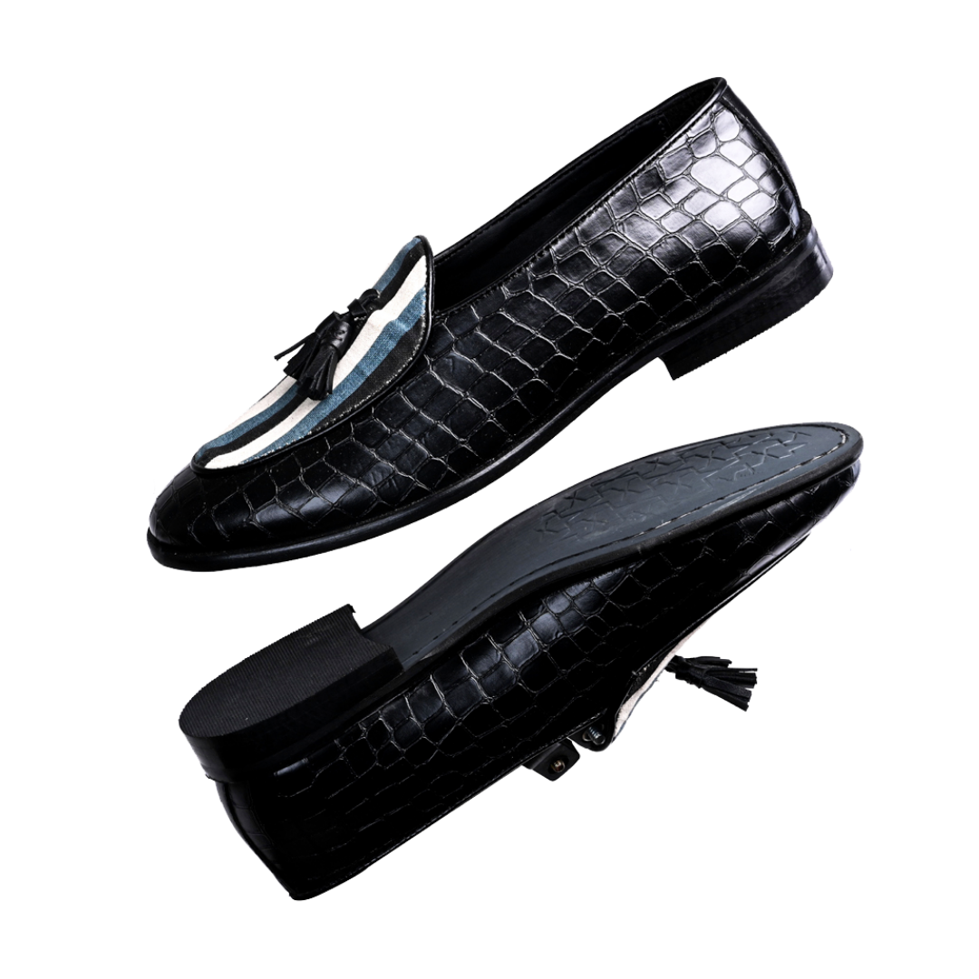 Monkstory Raro Stripped Print Smart Casual Slip-Ons - Multicolor