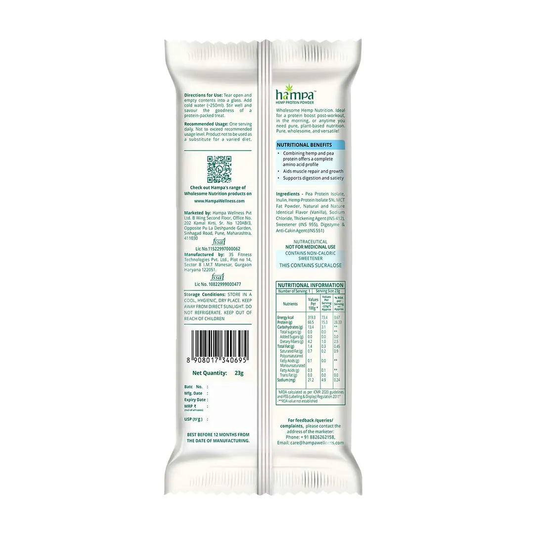 Hampa Wellness Hemp Protein Powder - Vanilla Flavour