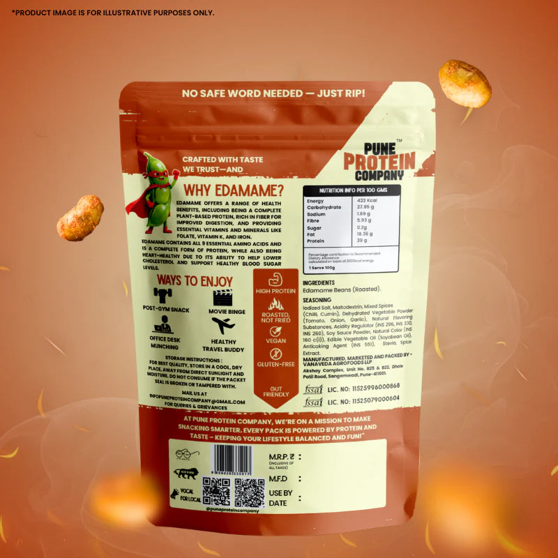 Pune Protein Company Smokey BBQ Roasted Edamame | 39g Protein