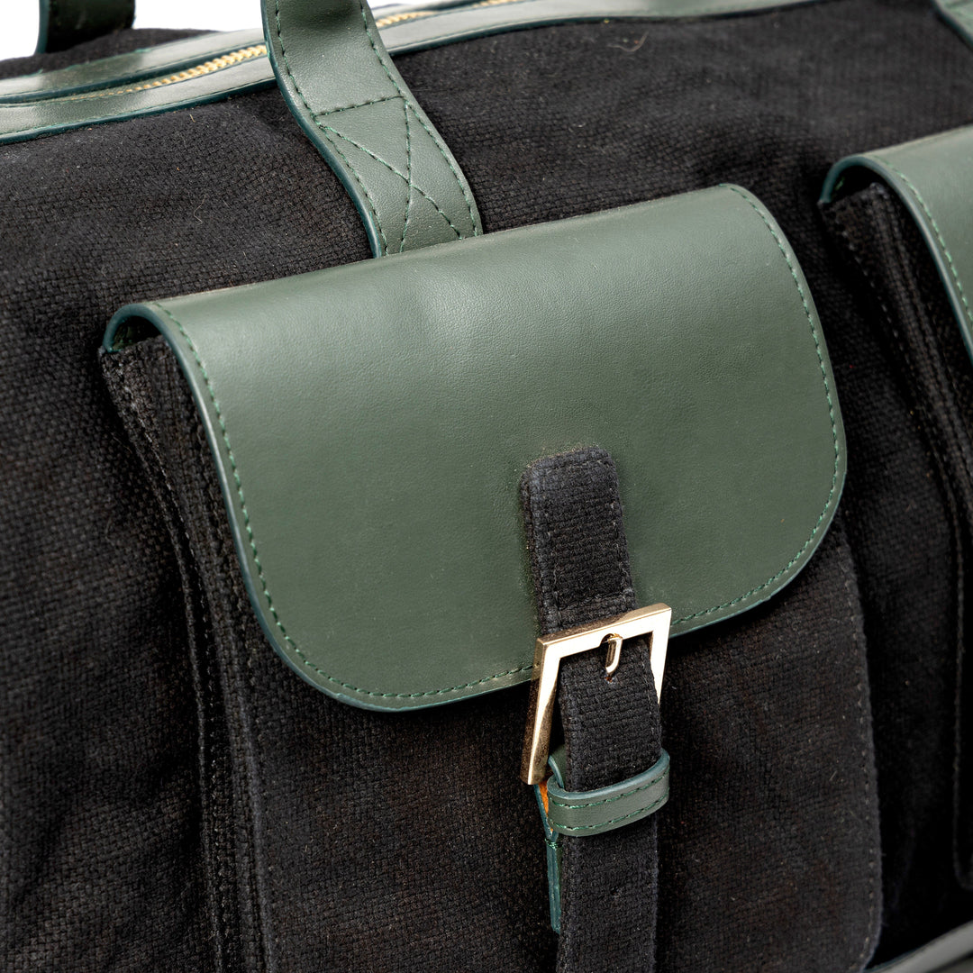 Green Hermitage Ajax Vegan Leather Duffle Bag - Black