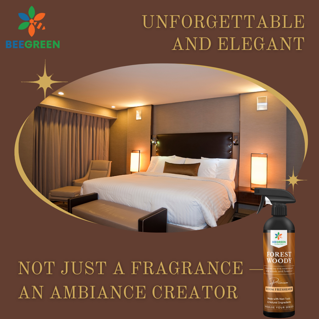 Beegreen Room Freshener Spray Forest Woody 500 ml, Wood Natural Fragrance, Eco-friendly & Biodegradable, Essential Oils, Non-Alcoholic, Kids & Pet Safe, Long Lasting For Home & Office