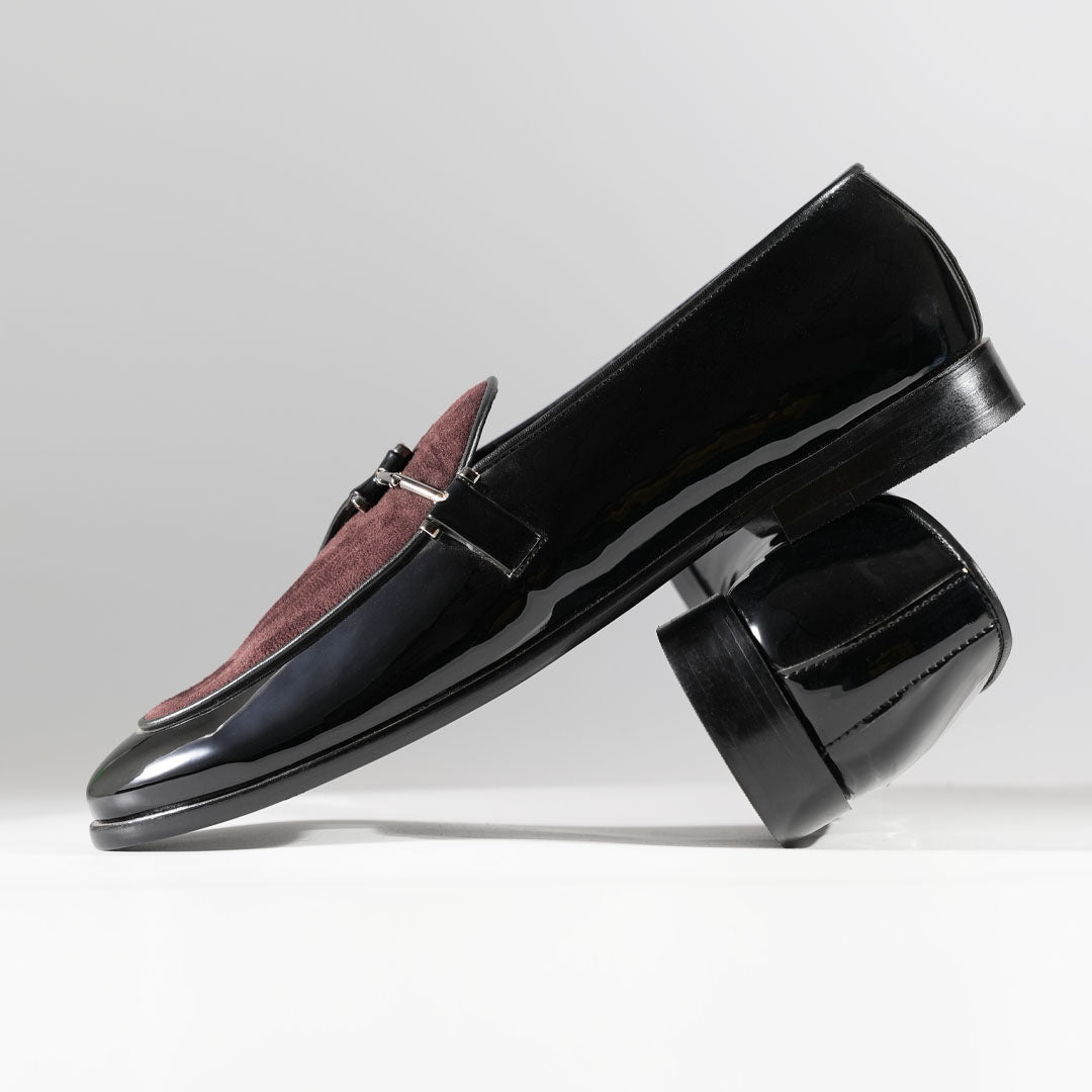 Monkstory Eclecta Glossy Side Buckle Slip Ons - Brown/Black