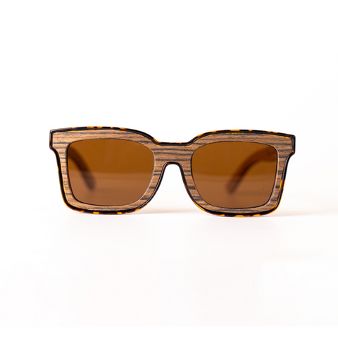 Monkstory MonkStory Woody Wood+Acetate Unisex Sunglasses - Brown Lens