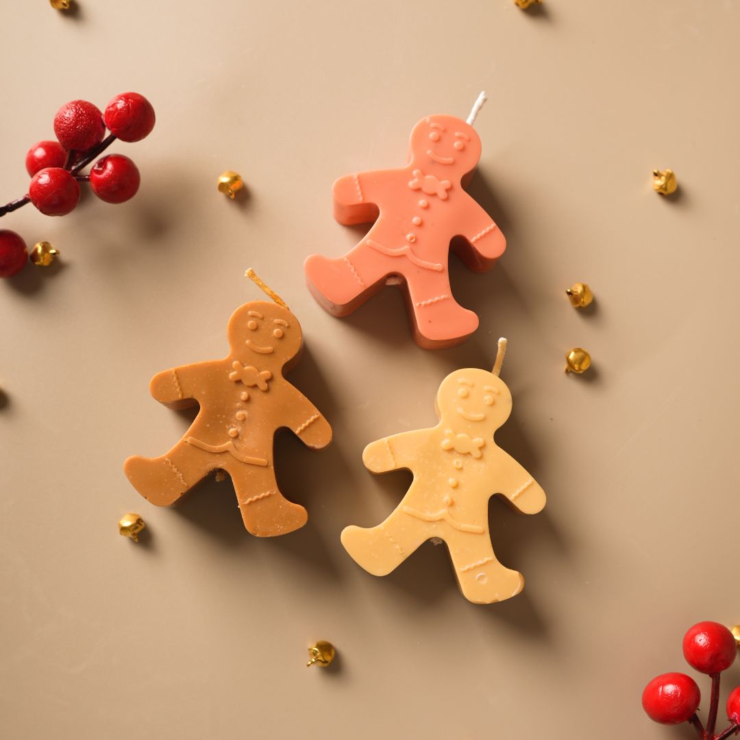 Ecokari Assorted Gingerbread Man Soy Candles for Christmas