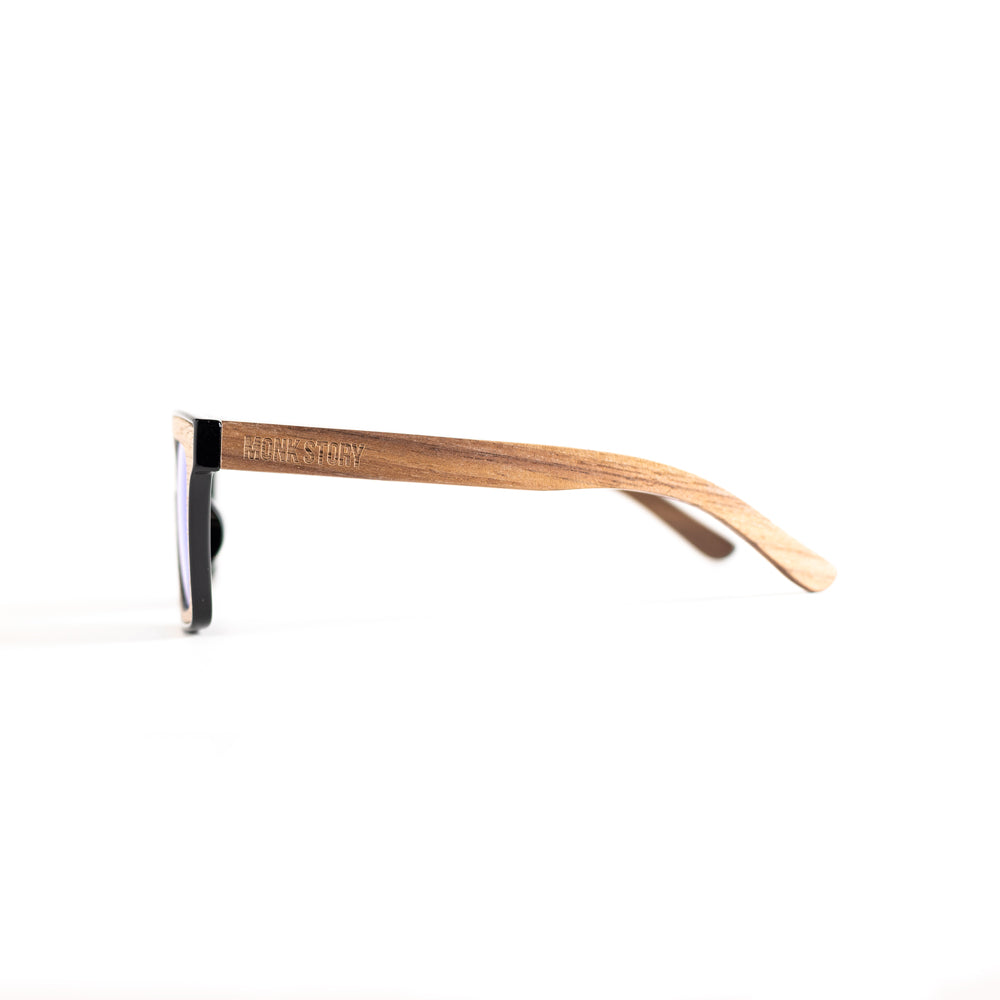 Monkstory MonkStory Woody Wood+Acetate Unisex Sunglasses - Reflective Lens