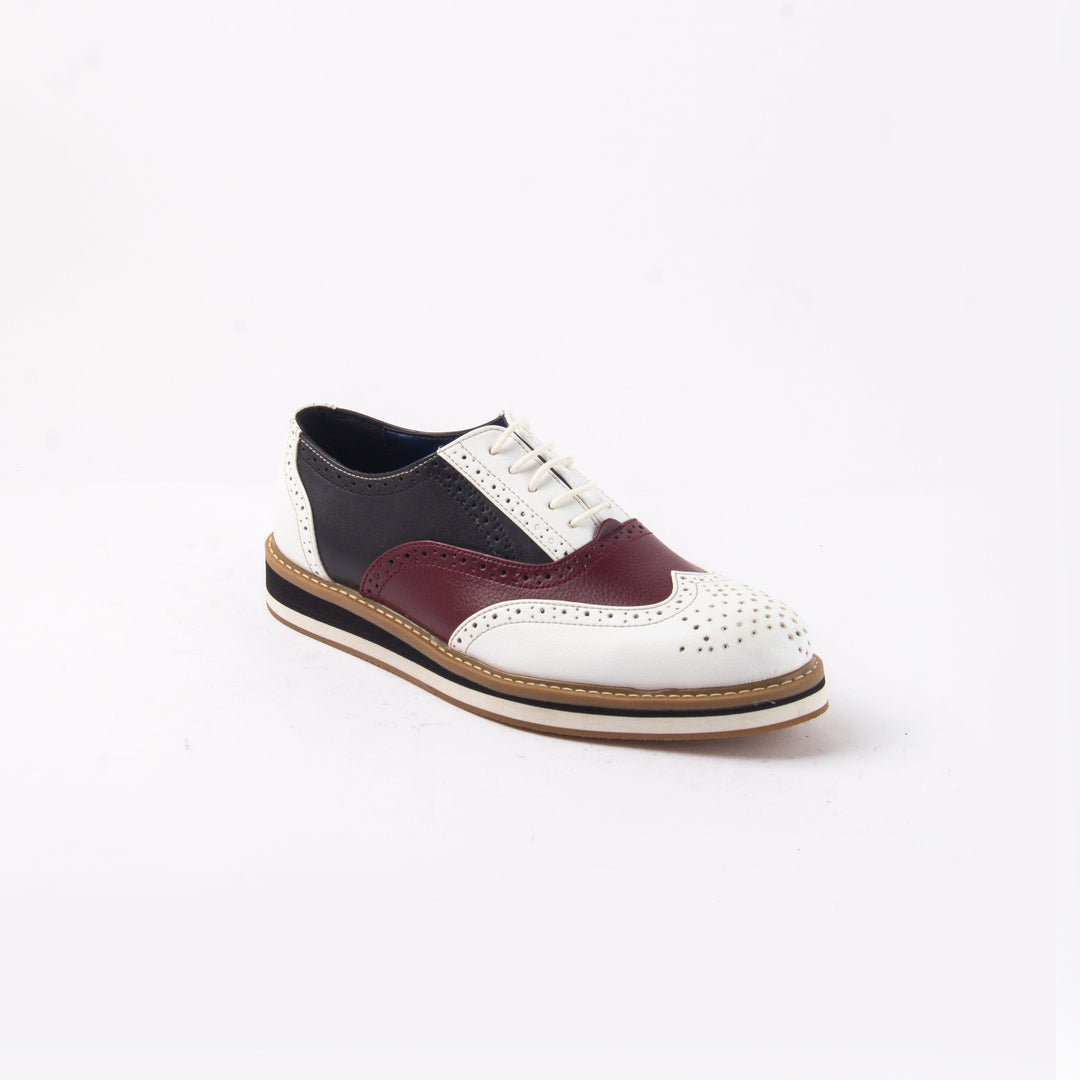Monkstory Beverly Tricolour Brogues - White