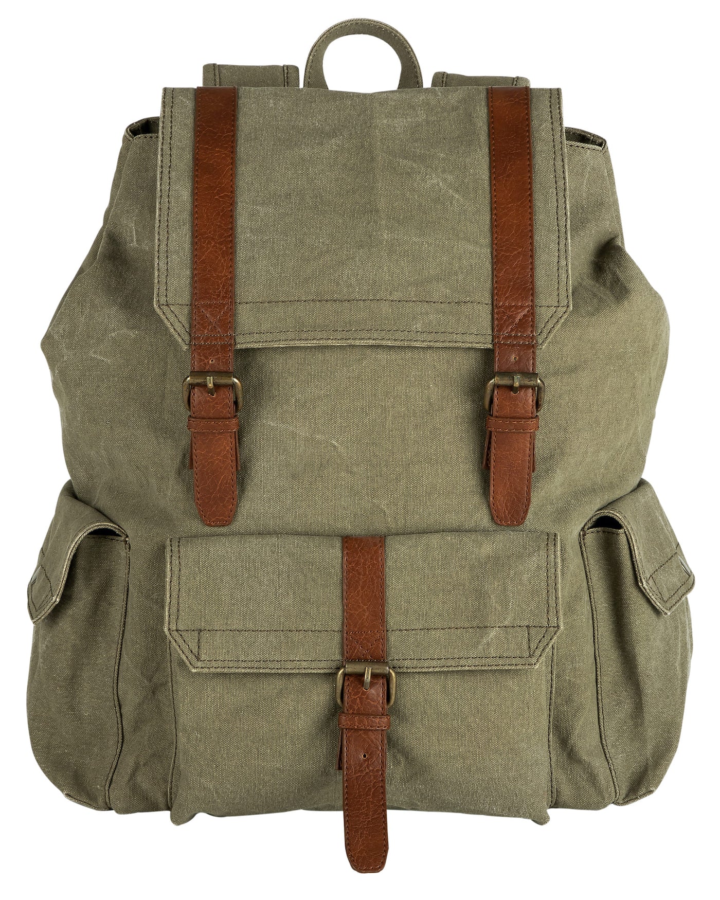 Mona B - moss 100% cotton canvas back pack for offices schools and colleges with 14" laptop sleeve and stylish design