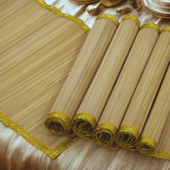 Zari Series | Bamboo Placemat (Set of 6) - Beige Luxe with Sand Gold