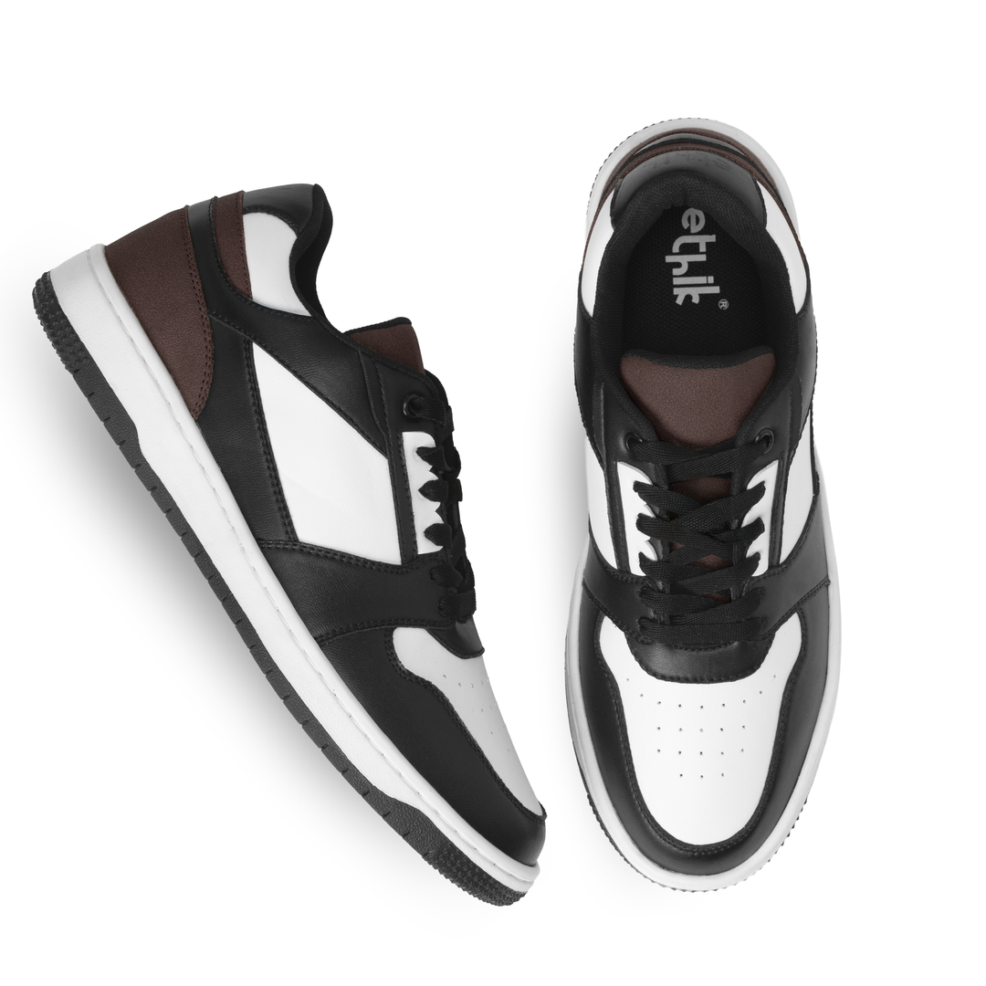 Comic Brown Mesh-Detailed Lace-Up Sneakers