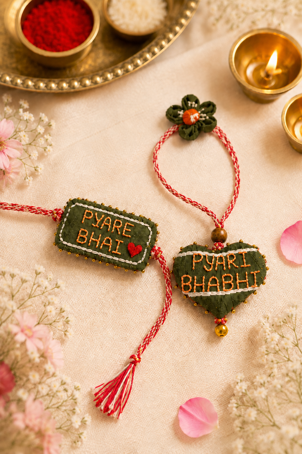 Knotted with Love Collection | Handmade Bhai Bhabhi Rakhi & Lumba Set