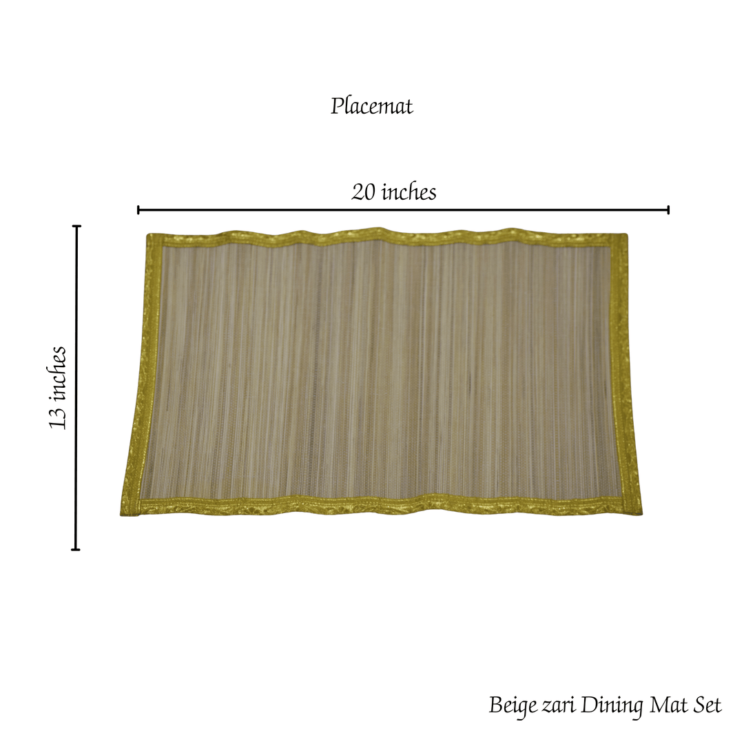 Zari Series | Bamboo Table Runner with Placemat - Beige Luxe with Sand Gold