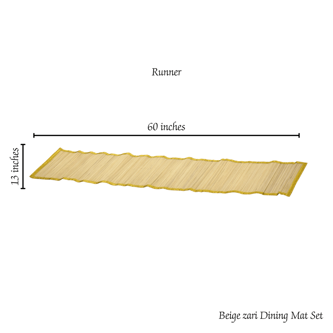 Zari Series | Bamboo Table Runner with Placemat - Beige Luxe with Sand Gold