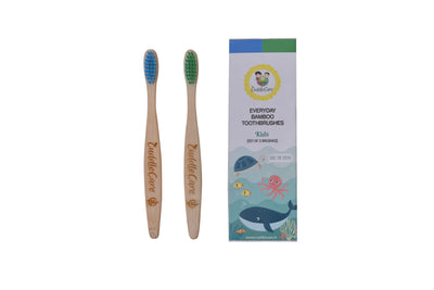 Everyday Bamboo Toothbrush  for Kids (Sets of 2 ) - Blue & Green