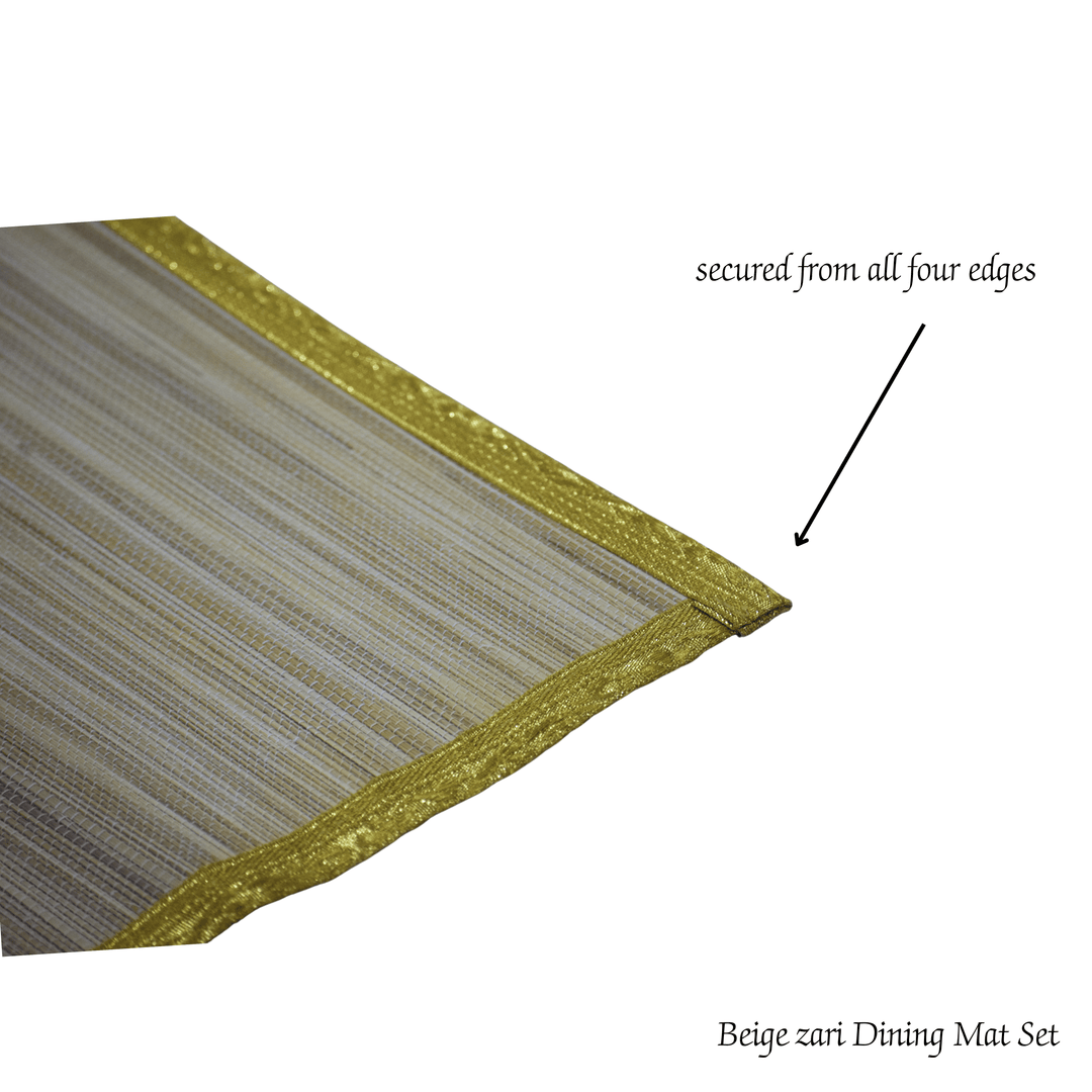 Zari Series | Bamboo Table Runner with Placemat - Beige Luxe with Sand Gold