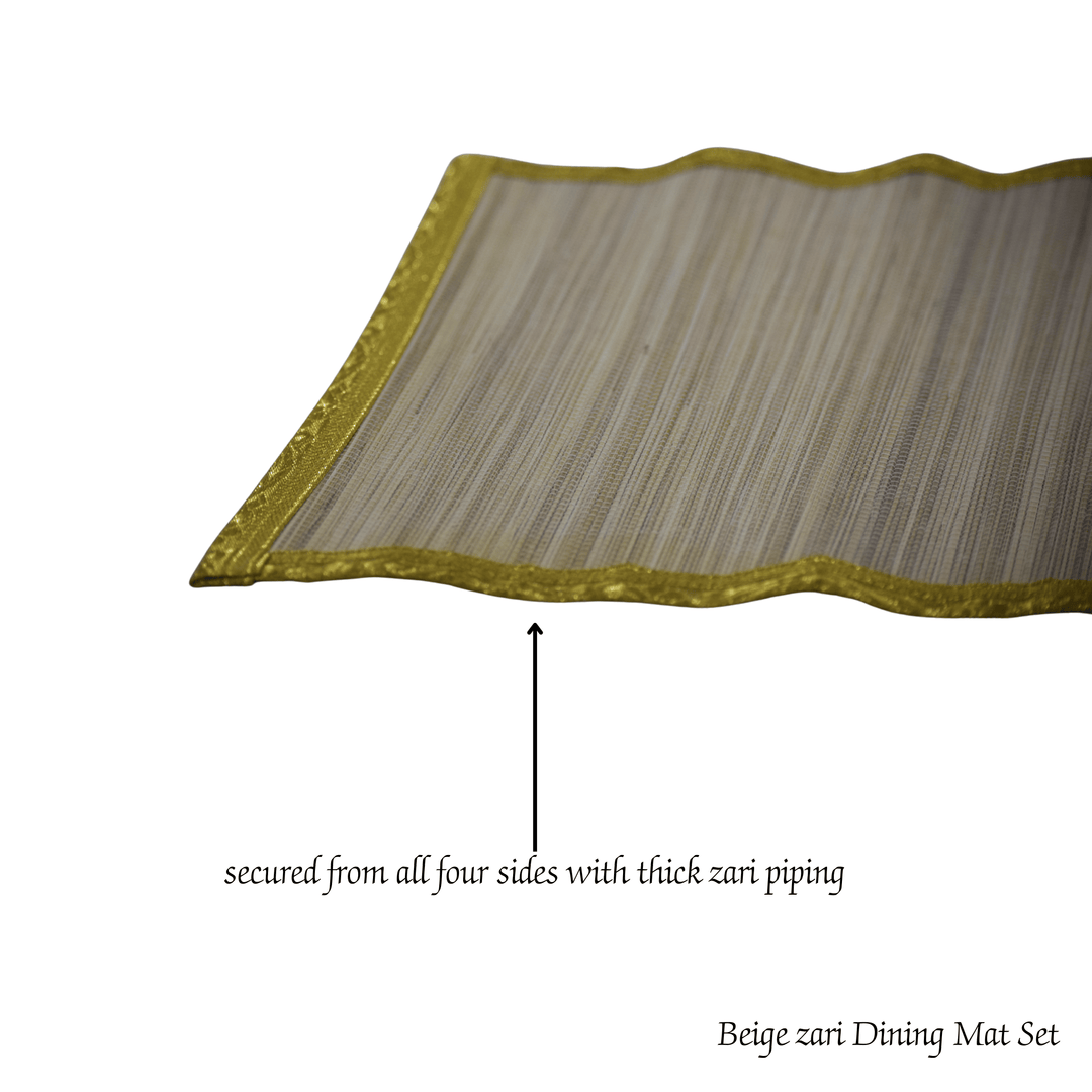 Zari Series | Bamboo Table Runner - Beige Luxe with Sand Gold