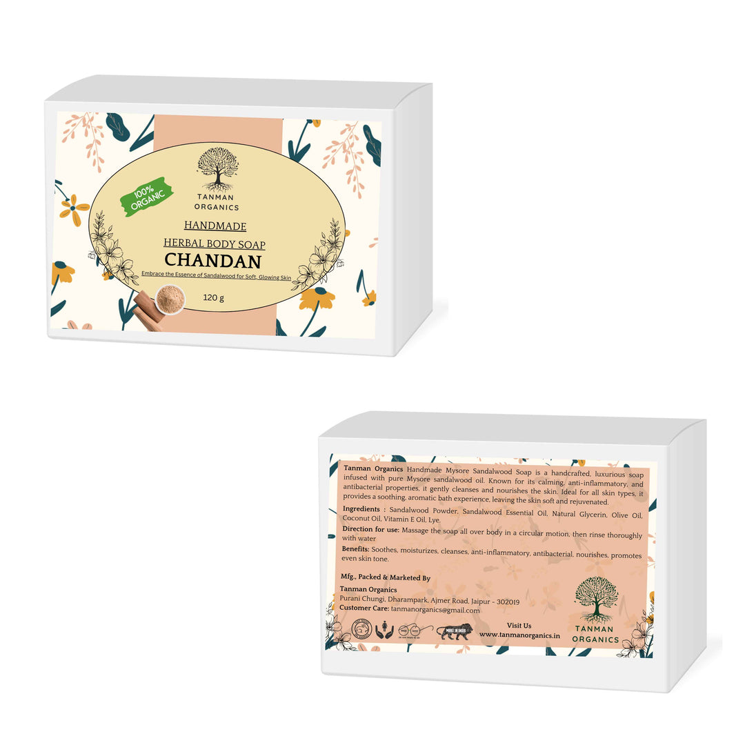 Tanman Organics Handmade Mysore Sandlewood Soap for Bath - 120g