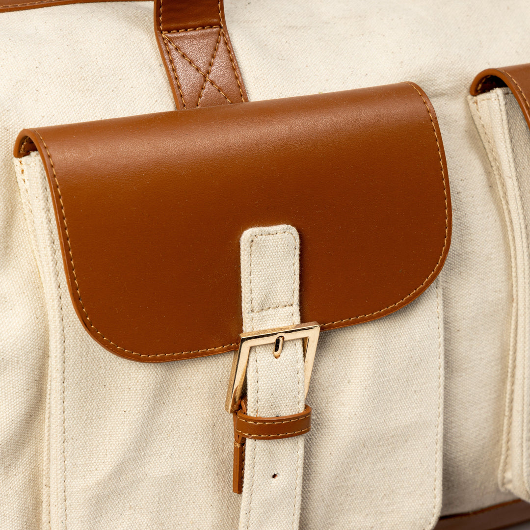 Green Hermitage Ajax Vegan Leather Duffle Bag -Beige