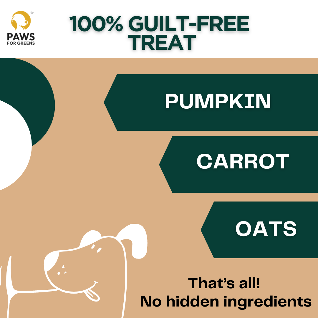 Paws For Greens Vegan Treats- Carrot and Pumpkin Flavour - 100 gm