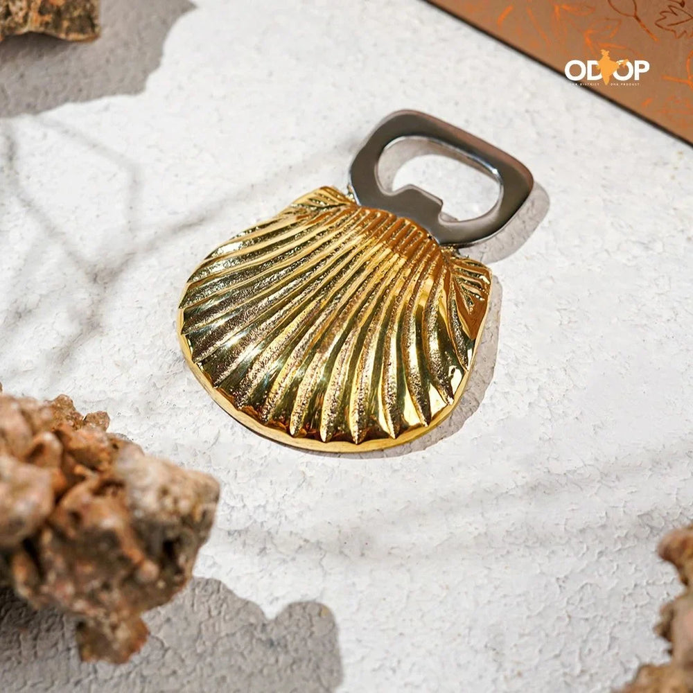 Pravaah Seep (Shell) Brass Bottle Opener | Made in Solid Brass | Bar Accessories