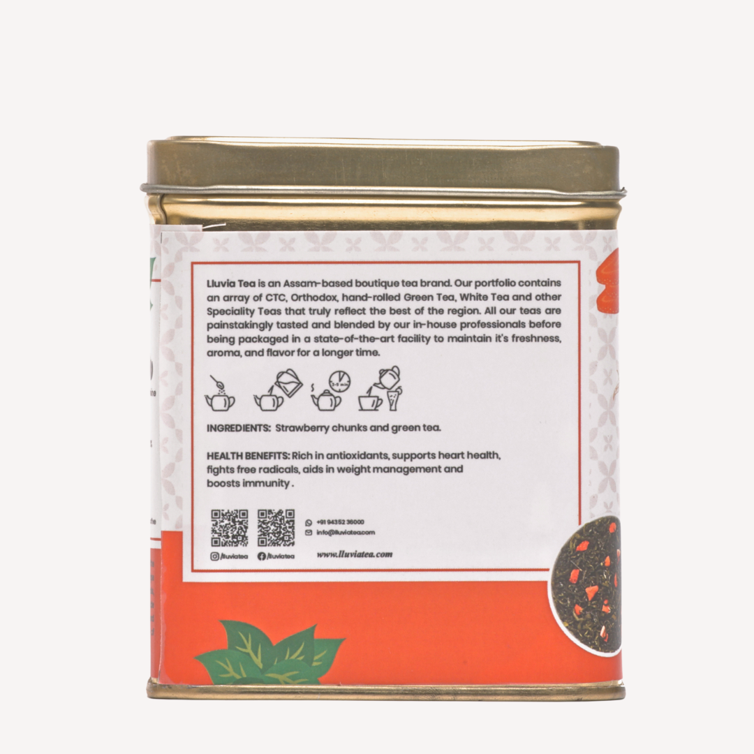 Lluvia Tea Strawberry Splash Tea - Mood Enhancement | Bone Health | Blood Sugar Regulation (50 gm)