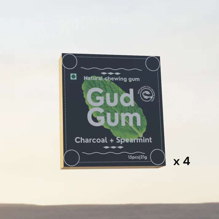 Gud Gum Charcoal Mint Chewing Gum- Pack of 4
