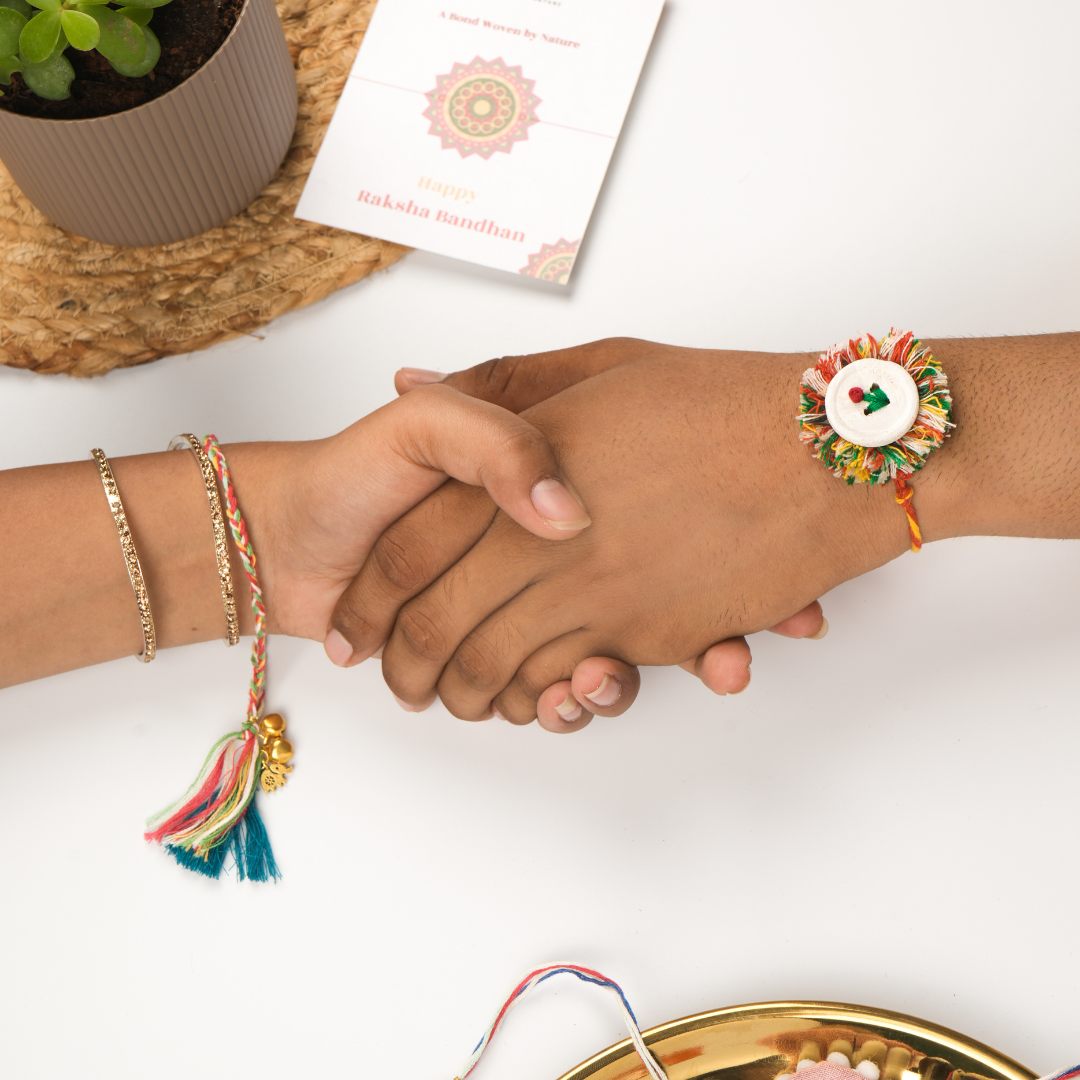 Ecokari Embellished Bhai - Bhabhi Rakhi and Lumba Set
