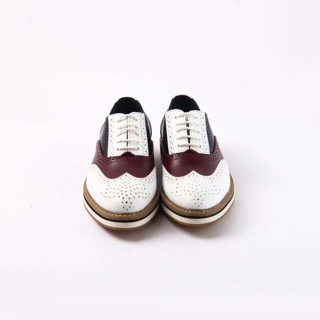 Monkstory Beverly Tricolour Brogues - White