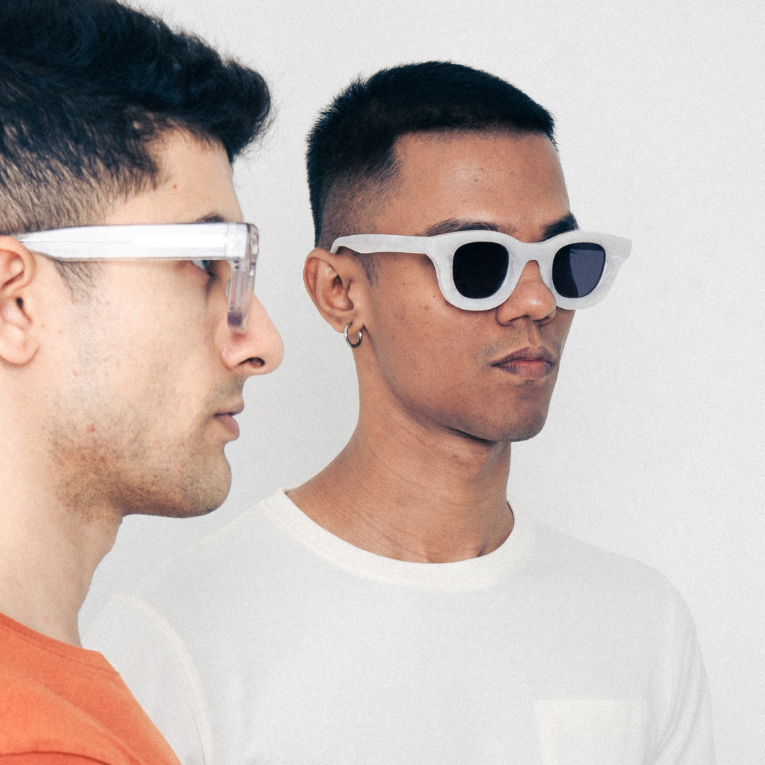 Monkstory MonkStory Thick Acetate Unisex Sunglasses - Marbleous White