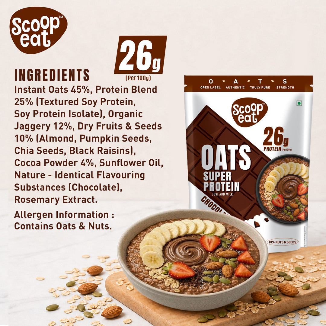 Scoopeat Assorted Oats pack of 2  - 26g Super High Protein Chocolate Oats 400gm