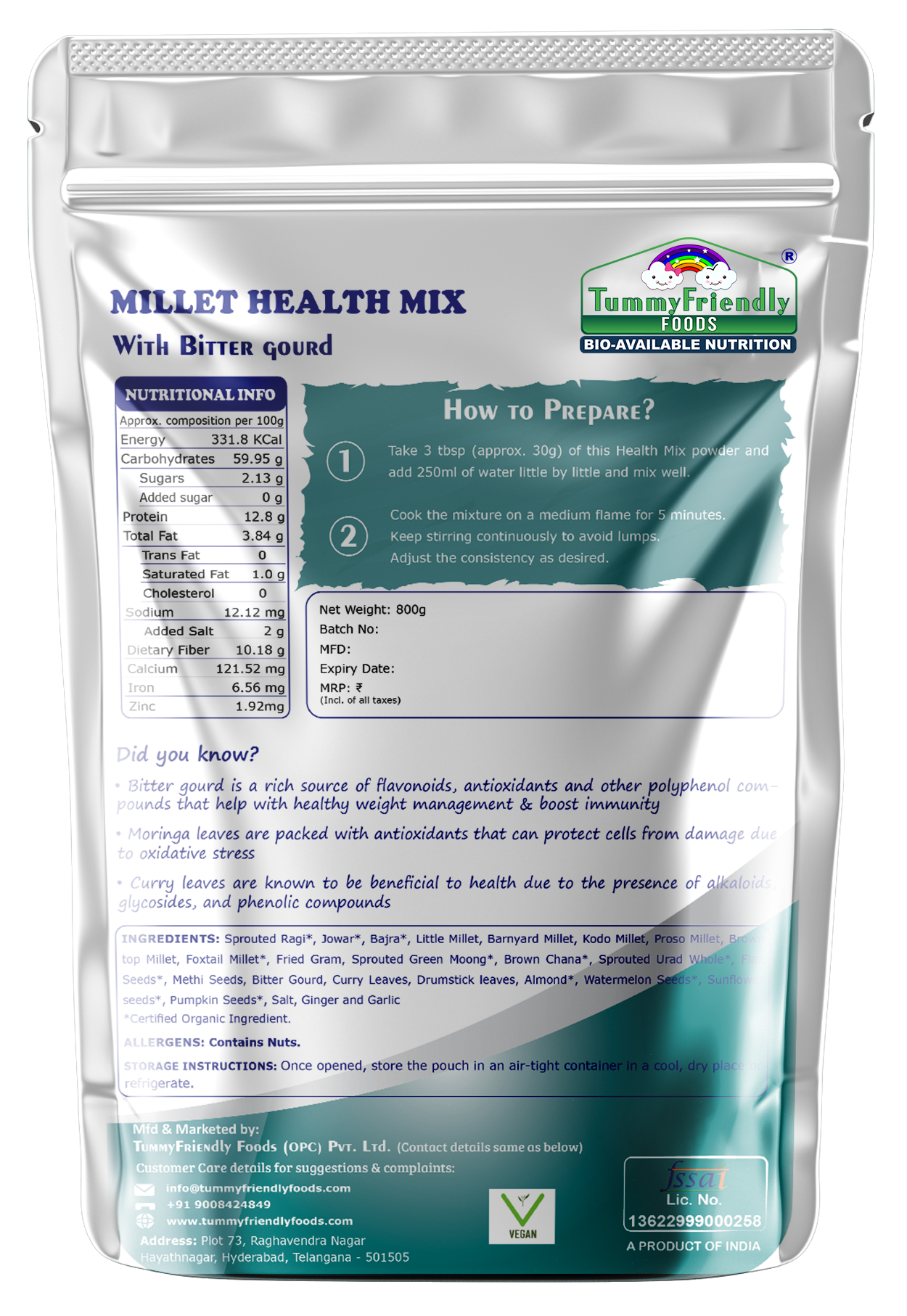 Organic Millet Health Mix with Bitter Gourd | For Kids and Adults | 800g