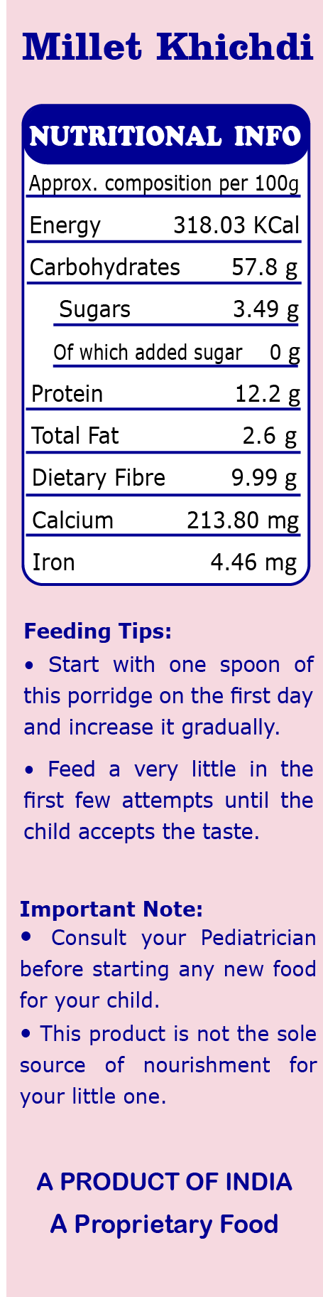 TummyFriendly Foods Organic Millet Khichdi Mix with Vegetables | No Chemicals | 200g