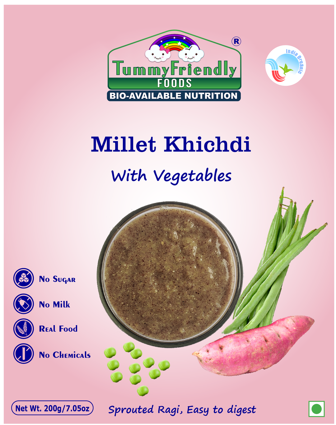 TummyFriendly Foods Organic Millet Khichdi Mix with Vegetables | No Chemicals | 200g