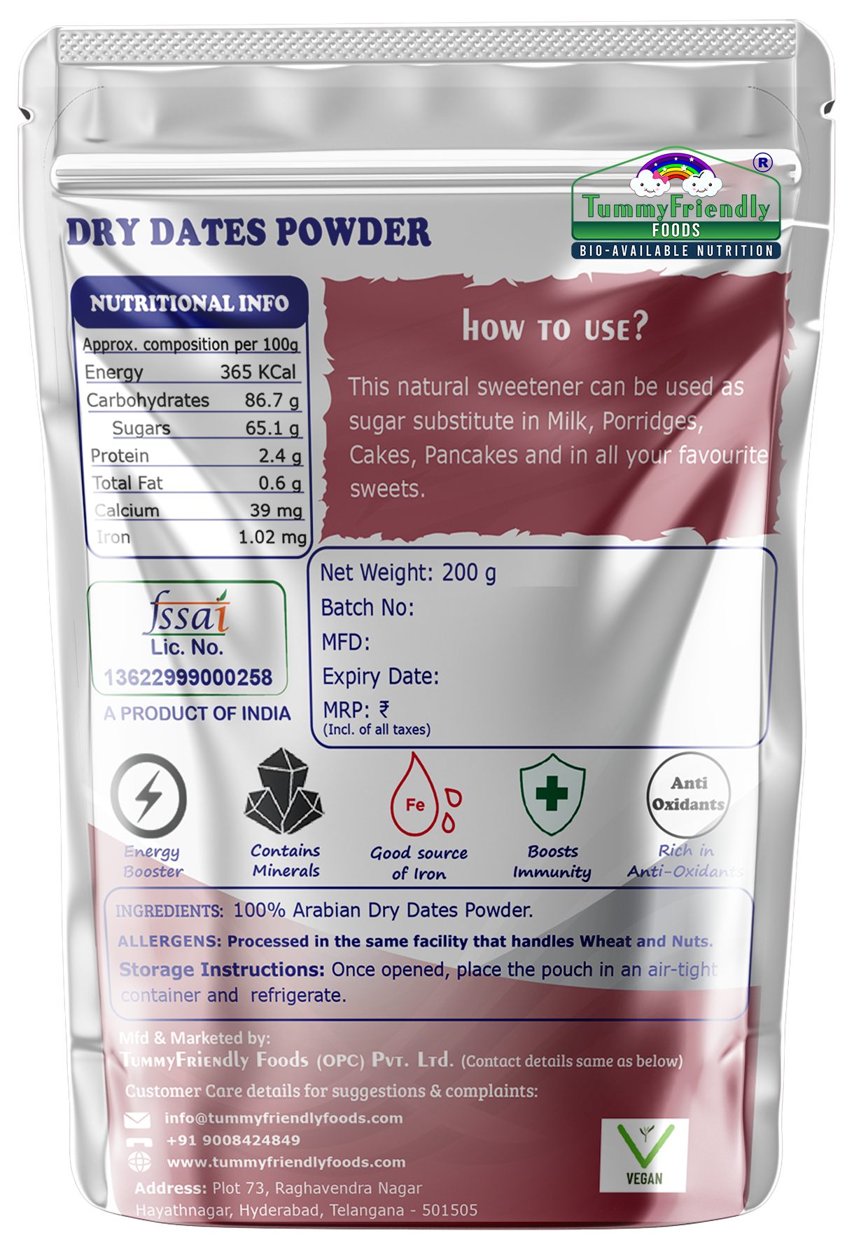 Dry Dates Powder | Organic | Premium Arabian Dates | No Sugar | 300g