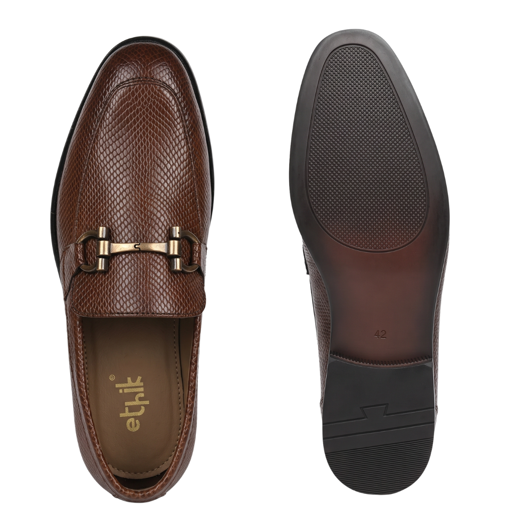 Stunner Tan Textured Loafers