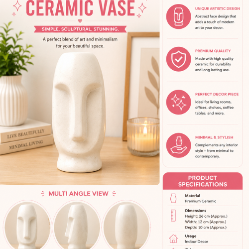 Visage Moderne – Sculptural Face Ceramic Vase