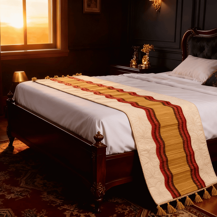 After Wait | Bamboo Bed Mat – Snowflake Weave with Muga Gold